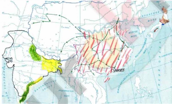 Индия китай япония в 16 18 веках контурная карта