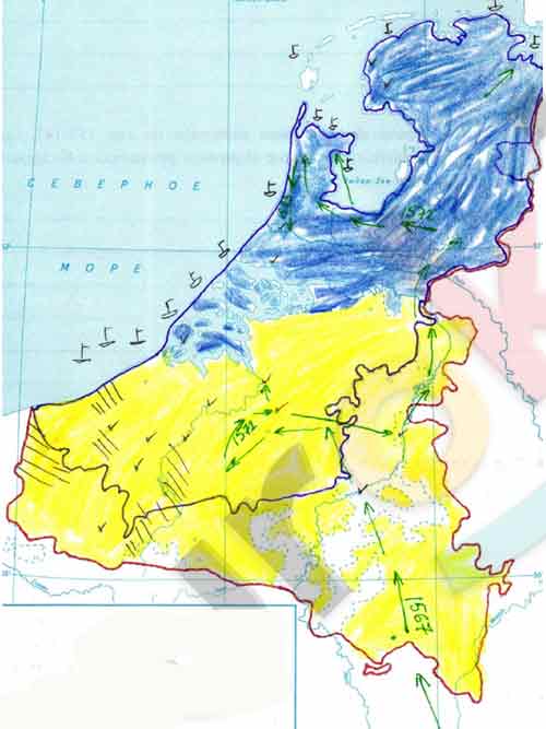 Контурная карта освободительная война в нидерландах 7 класс