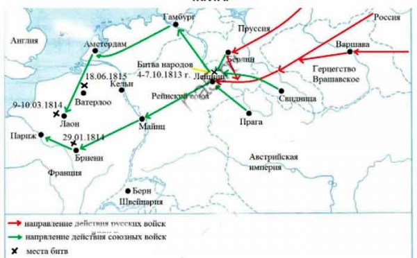 Карта заграничные походы русской армии 1813 1814 карта