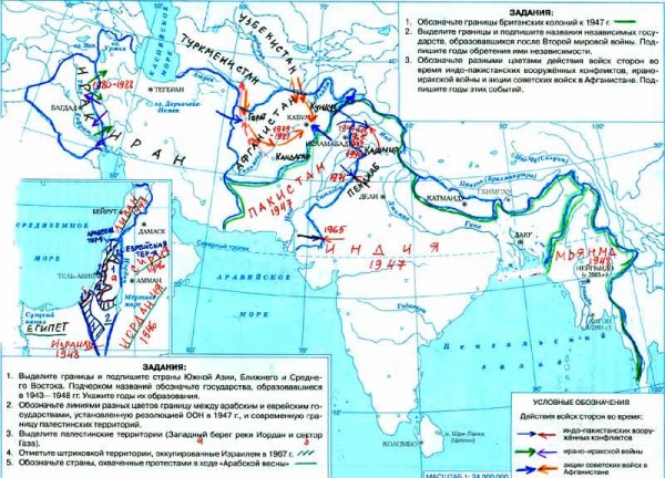 Ближний восток контурная карта