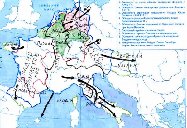 Государства и территории к концу 5 века контурная карта