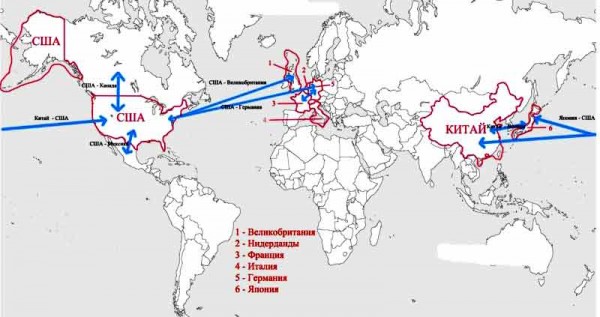 Китай америка корея кострома. Двусторонние товарные потоки карта. Международные двусторонние товарные потоки на контурной карте мира. Китай и США на карте мира. Страны по общему объему внешней торговли на контурной карте.