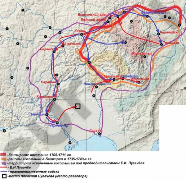 Народные восстания в 18 веке контурная карта 8 класс