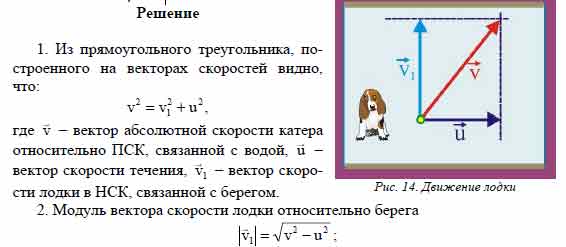 Модуль скорости лодки относительно берега