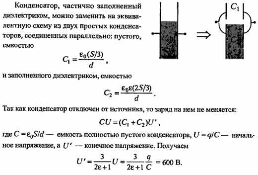 Плоский конденсатор заполнен