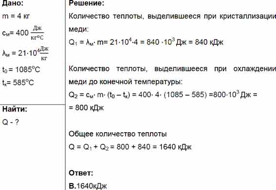 Количество теплоты выделившееся при остывании