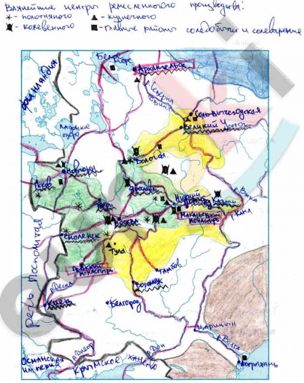 Контурная карта по истории экономическое развитие россии в 17 веке