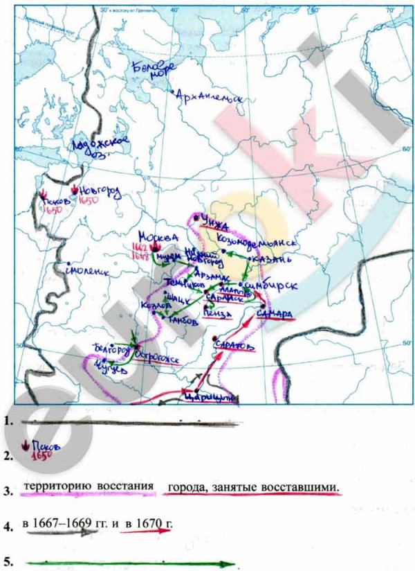 Городские восстания и народные движения в 17 в карта