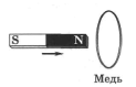 Полосовой магнит приближают к замкнутому кольцу из пластмассы как показано на рисунке