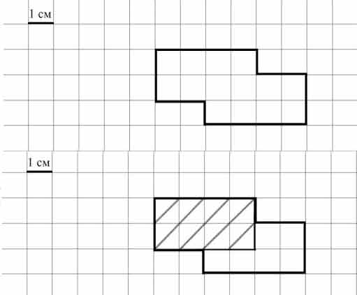 На клетчатом поле со стороной 1 см изображена фигура изобрази на рисунке прямоугольник площадью 21см