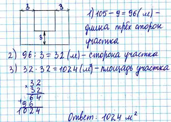 Длина стороны участка прямоугольной формы