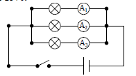 Начертите схему цепи состоящую из источника тока трех ламп включенных параллельно амперметров