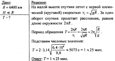 Период обращения спутника земли