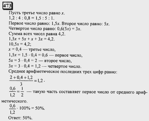 Сумма четырех чисел равна 386