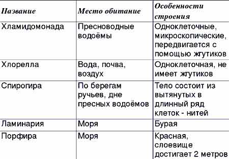 Выразите основную информацию параграфа в виде краткой записи или схемы многообразие водорослей