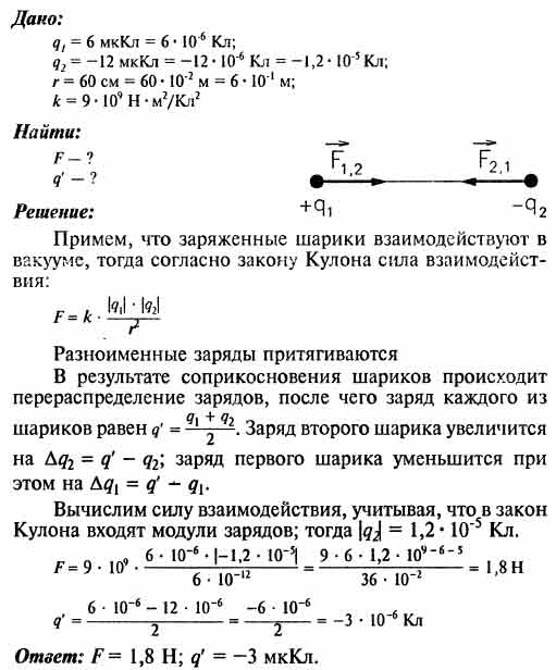 Заряды двух одинаковых маленьких